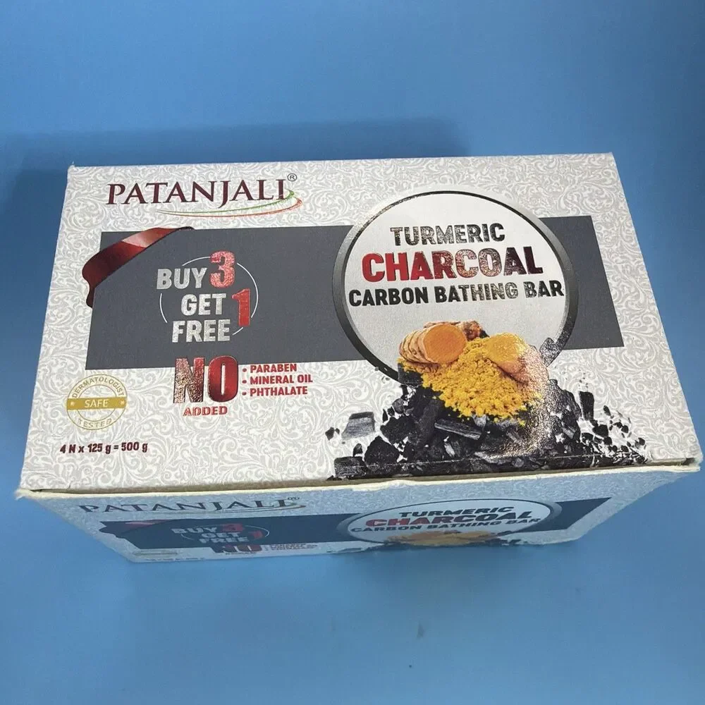 Patanjali Turmeric Charcoal Carbon Bathing Bar Soap 500g Multipack (Pack of 4)